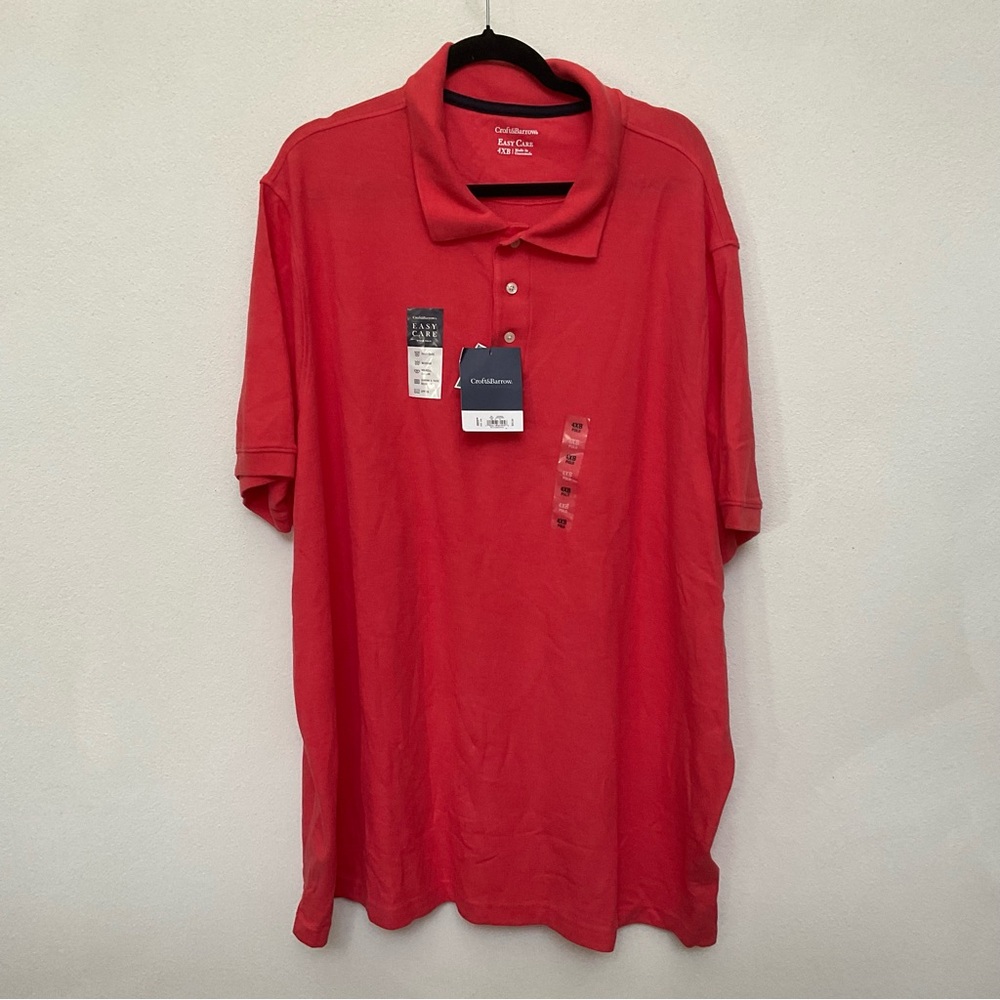 NWT Croft and Barrow Easy Care Dark Coral Polo Size 4XB Office Career Work